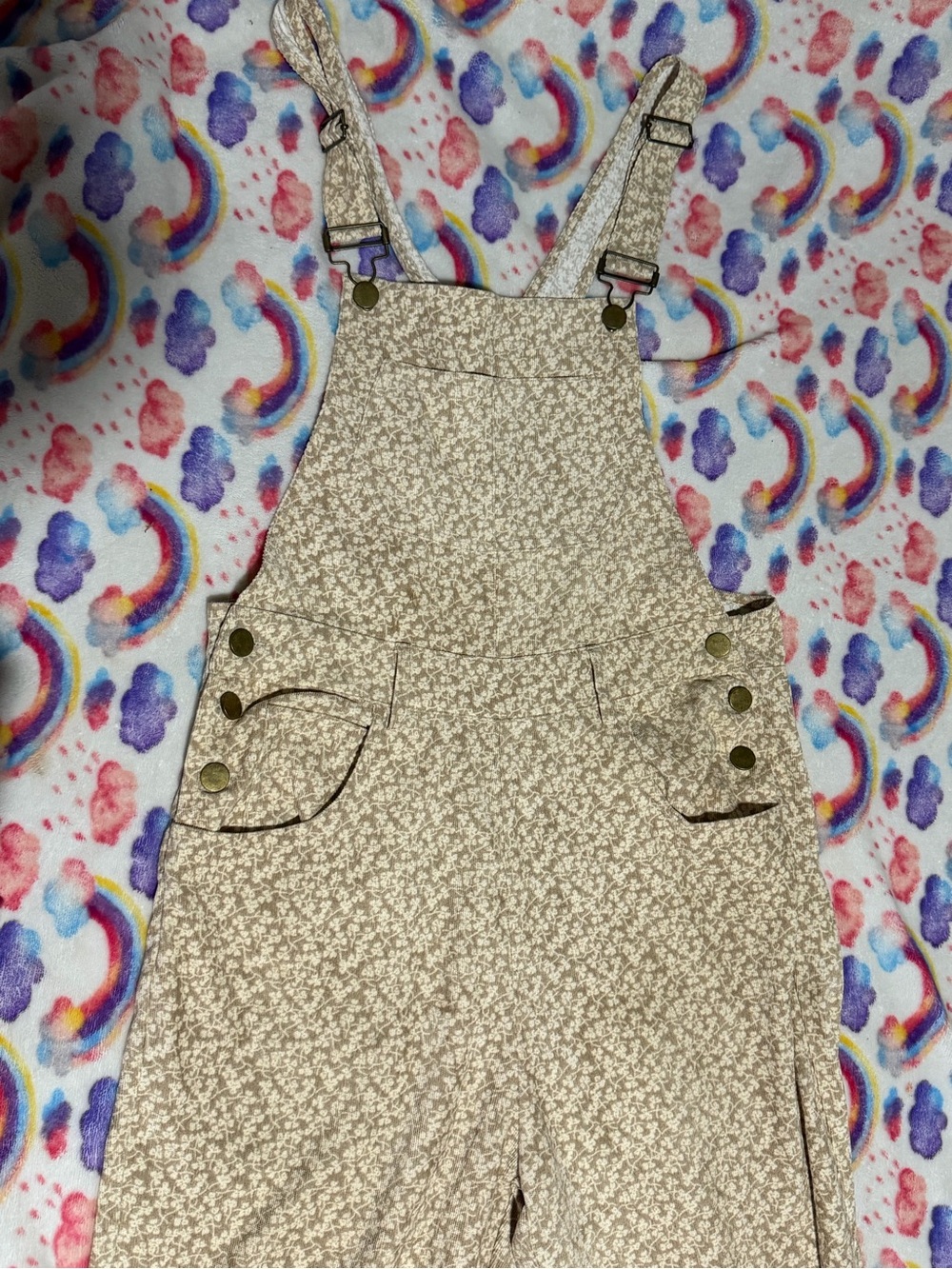 Polagram Beige Floral-Print Girls' Overalls